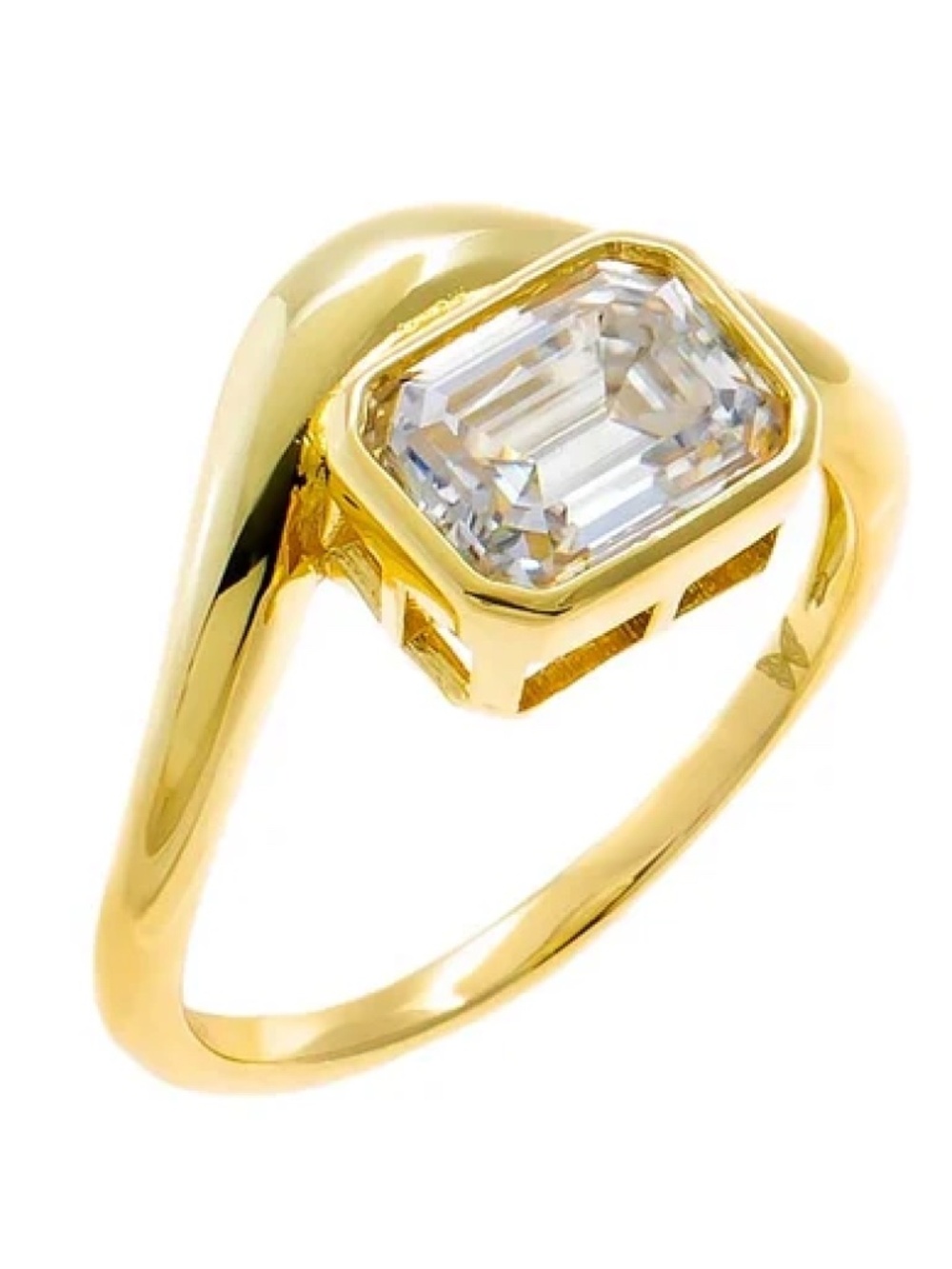 Adina Eden Moissanite Bezel Emerald Swirled Ring 2.00 CT Size 7